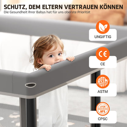 SPRX Baby Laufstall faltbar mit Matte, 127 x 127 cm, inkl. 30 Bälle