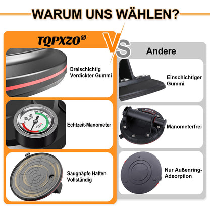 TQPXZO Saugheber 2er-Set 8 Zoll mit Manometer, 230 kg Tragkraft