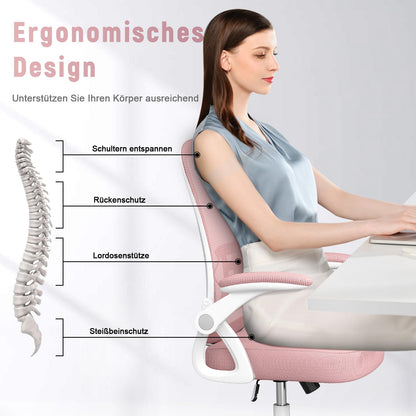naspaluro ergonomischer Bürostuhl mit Lordosenstütze - Rosa