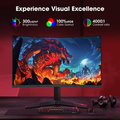 KOORUI Gaming Monitor 27" QHD 180Hz 1ms 1500R Curved