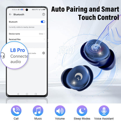 VEKJ L8 Pro Schlafkopfhörer Bluetooth 5.4 In-Ear, Sternenblau