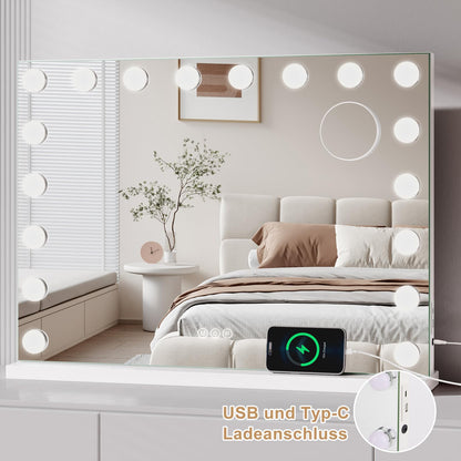 Dripex Hollywood Schminktischspiegel Beleuchtung – 80x60 cm Weiss