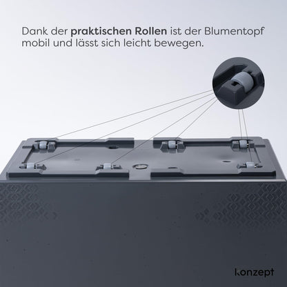 KONZEPT Pflanzkübel rechteckig 80x40x40 cm mit Rollen, anthrazit