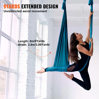 VEVOR Aerial Yoga Hängematte Nylon Grün 8 x 2,8 m bis 1000 kg