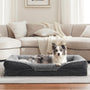 FURTIME Orthopädisches Hundebett Memory Foam, waschbar, 89 x 64 cm – hoher Rand und weicher Flauschbezug