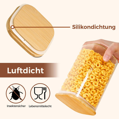 ComSaf Vorratsgläser mit Deckel luftdicht 12er Set 600ml/1L