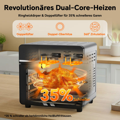 Emphsism AFTO Heissluftfritteuse 23L XXL Dual Zone mit 15 Programmen