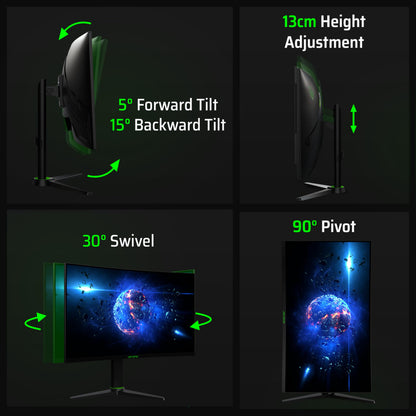 Aryond A27 V2 Gaming Monitor - 27 Zoll QHD 180Hz Curved