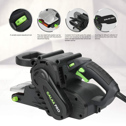 GALAX PRO Bandschleifer 76A, 1010 W mit Drehzahlregelung & Staubbeutel