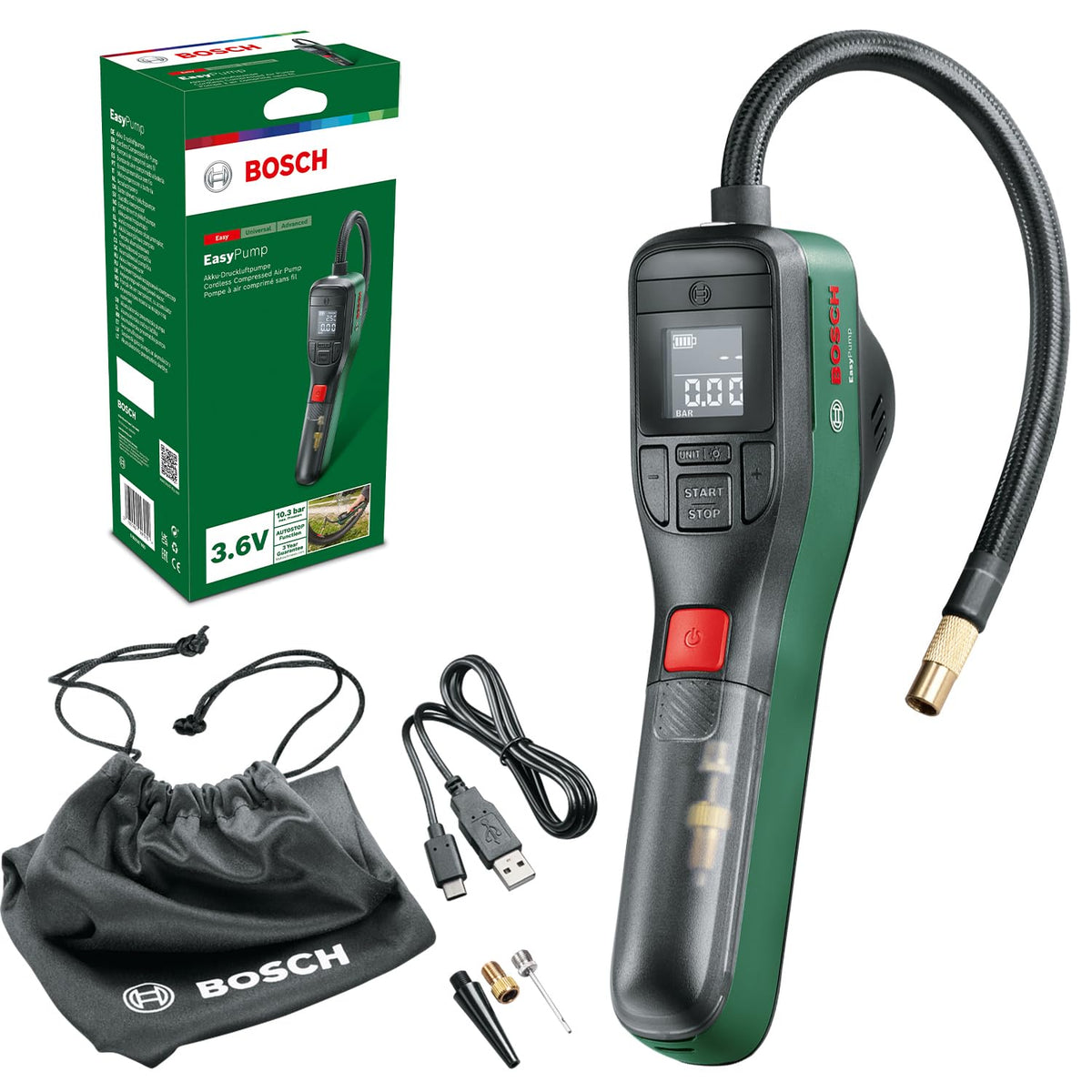 Bosch EasyPump Akku-Luftpumpe, Mini-Kompressor bis 10,3 bar