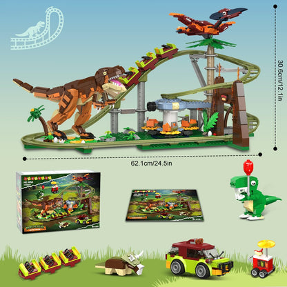 HOGOKIDS Dinosaurier Achterbahn Bausteine Set, 1222 Teile ab 8 Jahren