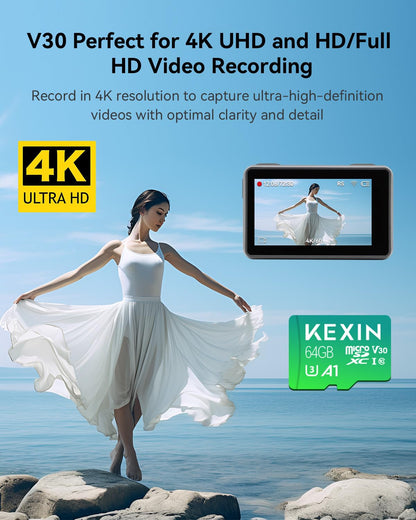 KEXIN 64GB microSDXC Speicherkarte UHS-I U3, 5er-Pack mit SD-Adapter
