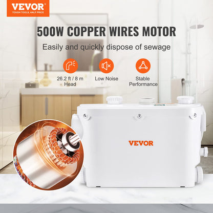 VEVOR Fäkalienhebeanlage 500W Abwasserpumpe 8m Förderhöhe