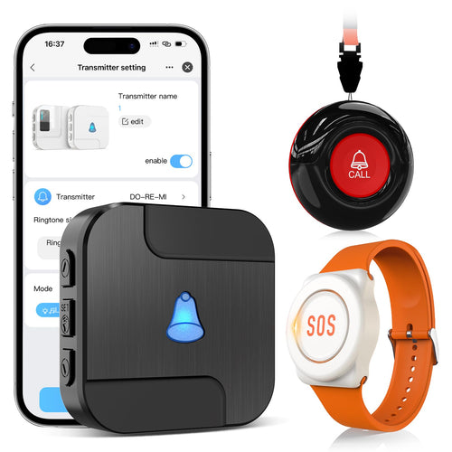 CallToU Notrufknopf für Senioren, WiFi Notfallarmband Set TY02 mit Empfänger