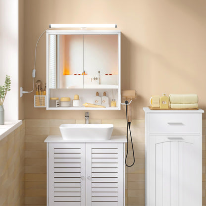 EUGAD LED-Spiegel-Hängeschrank Bad – Weiss 56x65 cm
