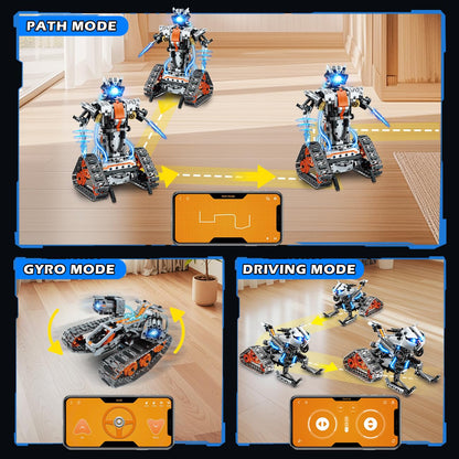 HiWEEGO Technik Roboter Bausatz 5-in-1 mit LED, RC und App