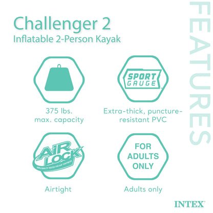 Intex Challenger 2 Aufblasbares Schlauchboot - 2 Personen, Blau