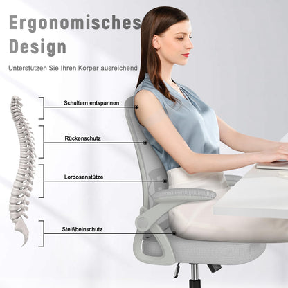 rattantree Ergonomischer Bürostuhl mit Lendenwirbelstütze – Grau