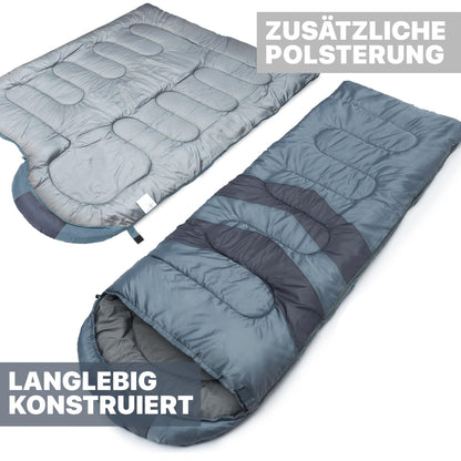 MalloMe Camping-Schlafsack 10–25 °C für Erwachsene und Kinder, Grau