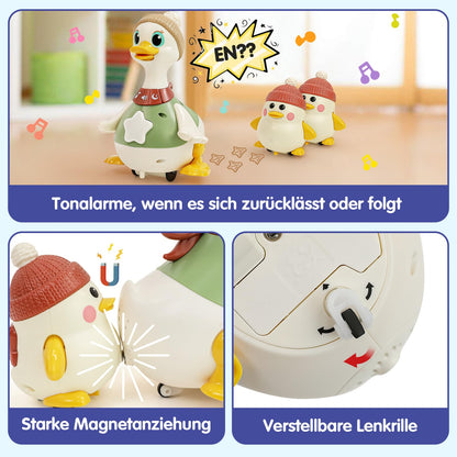HOLA Dancing Duck Familie, Krabbelspielzeug mit Licht und Musik