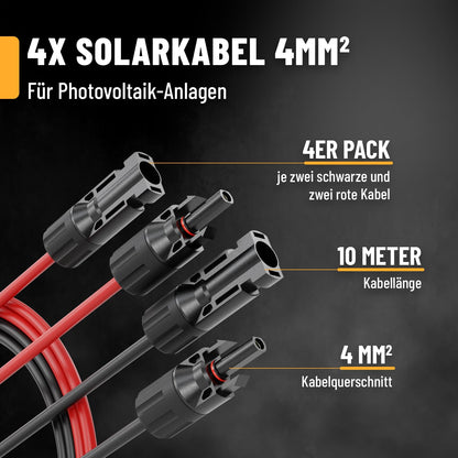 ABSINA H1Z2Z2-K 4mm2 Solarkabel - 4x 10m Set Schwarz & Rot