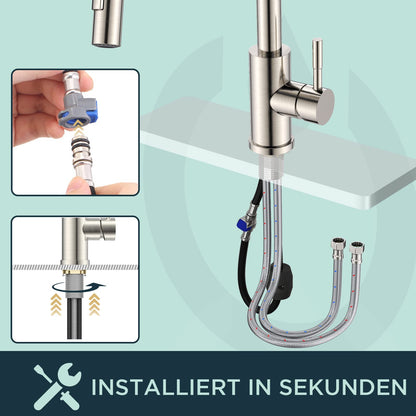 FORIOUS Küchenarmatur mit herausziehbarer Brause, Edelstahl