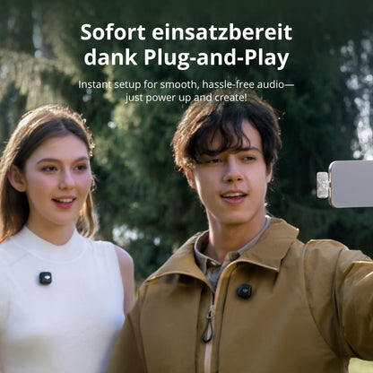 DJI Mic Mini drahtloses Ansteckmikrofon, 2 Sender + 1 Handy-Empfänger