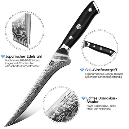 SHAN ZU Damast Filetiermesser PRO Series Fischfiliermesser – 18 cm