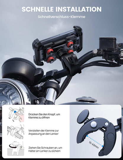Lamicall Handyhalterung für Motorrad & Fahrrad, vibrationsgedämpft