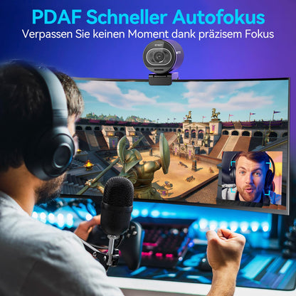 EMEET 4K S600 1080P Webcam mit Mikrofon & Autofokus