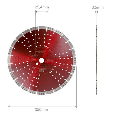 PRODIAMANT Turbo Diamant-Trennscheibe Beton - 350mm x 25,4mm