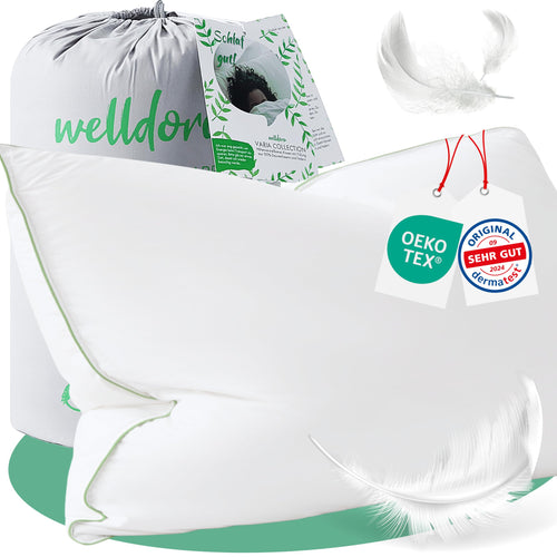 Welldora Premium Nackenstützkissen 3 Kammern 40x80 mittelfest. Rechteckiges Kissen zur ergonomischen Stützung der Halswirbelsäule, optimiert die Schlafposition.