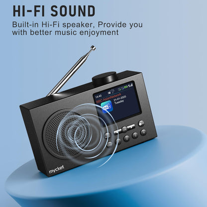 Mycket Tragbares DAB+/UKW Radio mit Bluetooth 5.0 und Farbdisplay