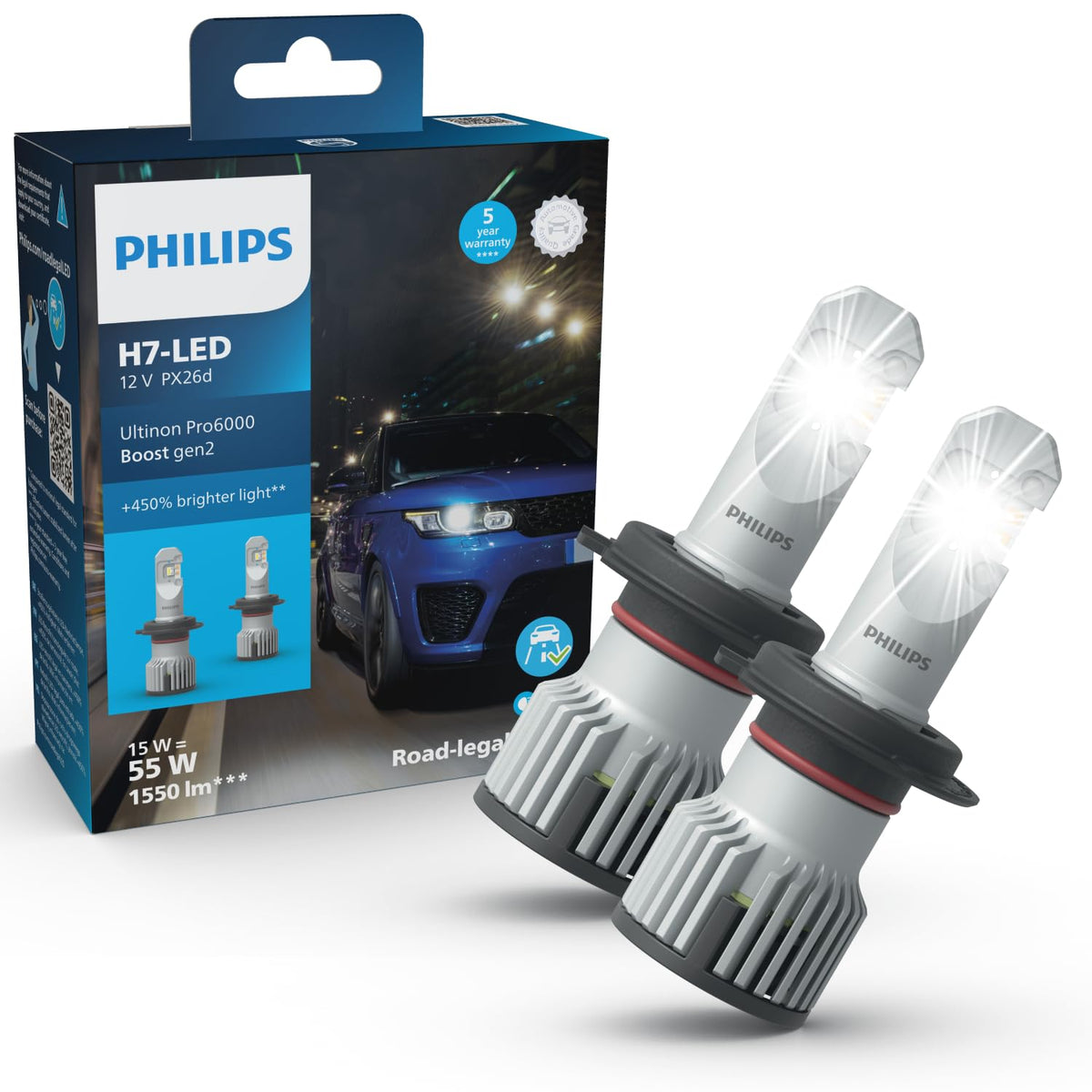 Philips Ultinon Pro6000 Boost H7-LED gen2 LED-Nachrüstlampe für Fahrzeugscheinwerfer