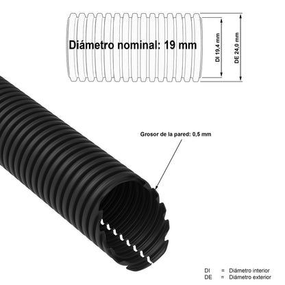 AUPROTEC Wellrohr geschlitzt 19 mm 10 m Kabelschutzrohr UV-beständig