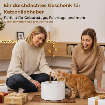 MISFANS Katzenbrunnen Keramik 2.1L, Trinkbrunnen mit Filter, weiss
