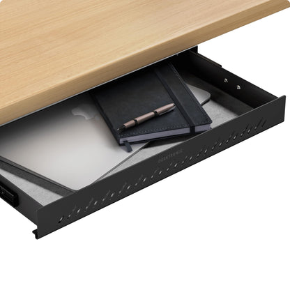 Desktronic Untertisch-Schublade aus Stahl, Schreibtisch-Organizer in Schwarz zur Aufbewahrung unter dem Tisch