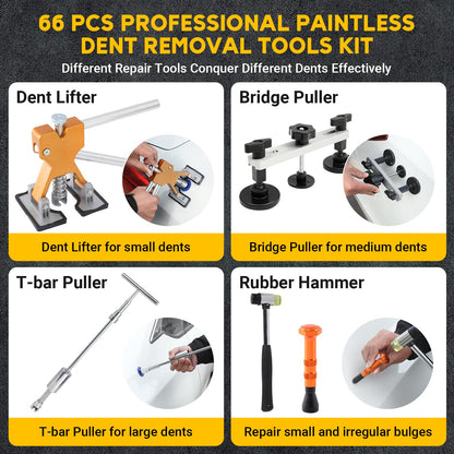 Putentfun Ausbeulwerkzeug Set, 66-teiliges Dellen Reparaturset Auto