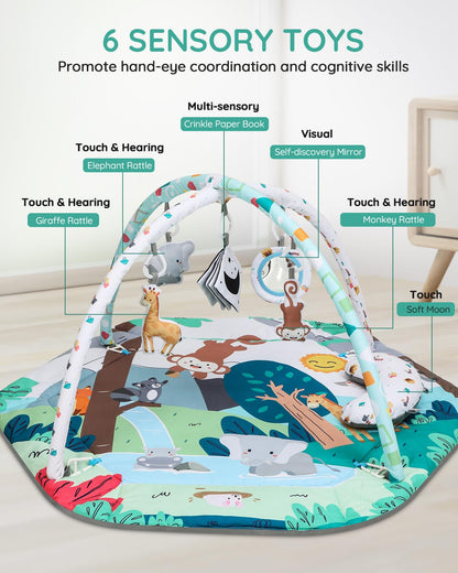Lilian&Gema Spielbogen Baby 4-in-1 Spielmatte mit 6 Spielzeugen