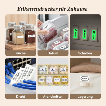 NIIMBOT D110 Bluetooth Etikettendrucker mit 3 Etikettenrollen, weiss