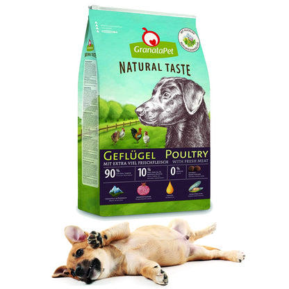 GranataPet Natural Taste Geflügel Trockenfutter Hund Getreidefrei - 12 kg
