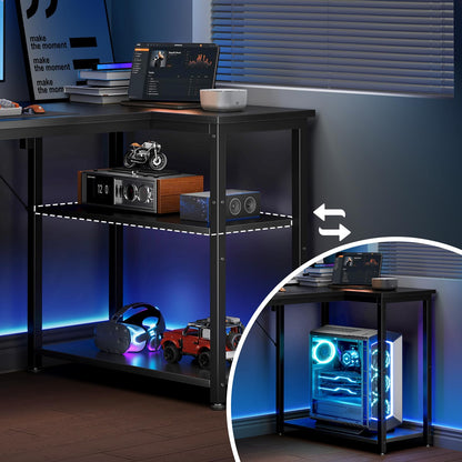 Coleshome Gaming Tisch L-förmig, Eckschreibtisch 120x70 cm, schwarz