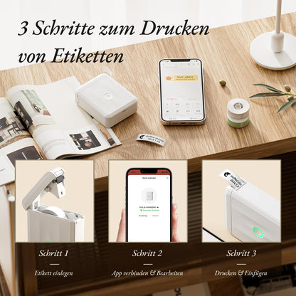 NIIMBOT D110 Mini Etikettendrucker Bluetooth mit 3 Etikettenrollen