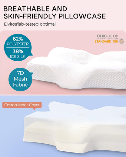 Elviros Nackenkissen aus Memory Foam, ergonomisch, 64 × 40 cm