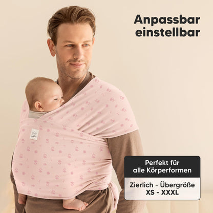 KeaBabies Babytragetuch ab Geburt, atmungsaktiv, Pink Daisies