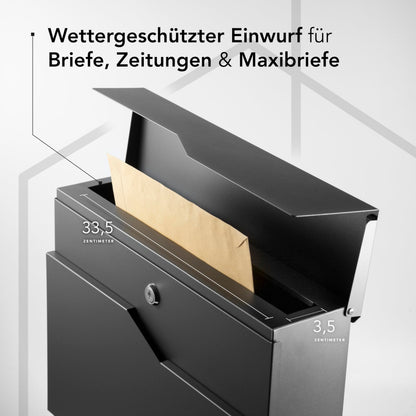 NewHabitat Briefkasten Tokio mit Zeitungsfach und Gravur, Anthrazit