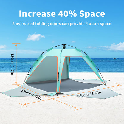 Amflip Pop-Up Strandzelt für 3-4 Personen, UPF 50+, 3 Türen