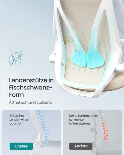 SONGMICS Bürostuhl OBN088K01, ergonomischer Drehstuhl, cappuccinobeige