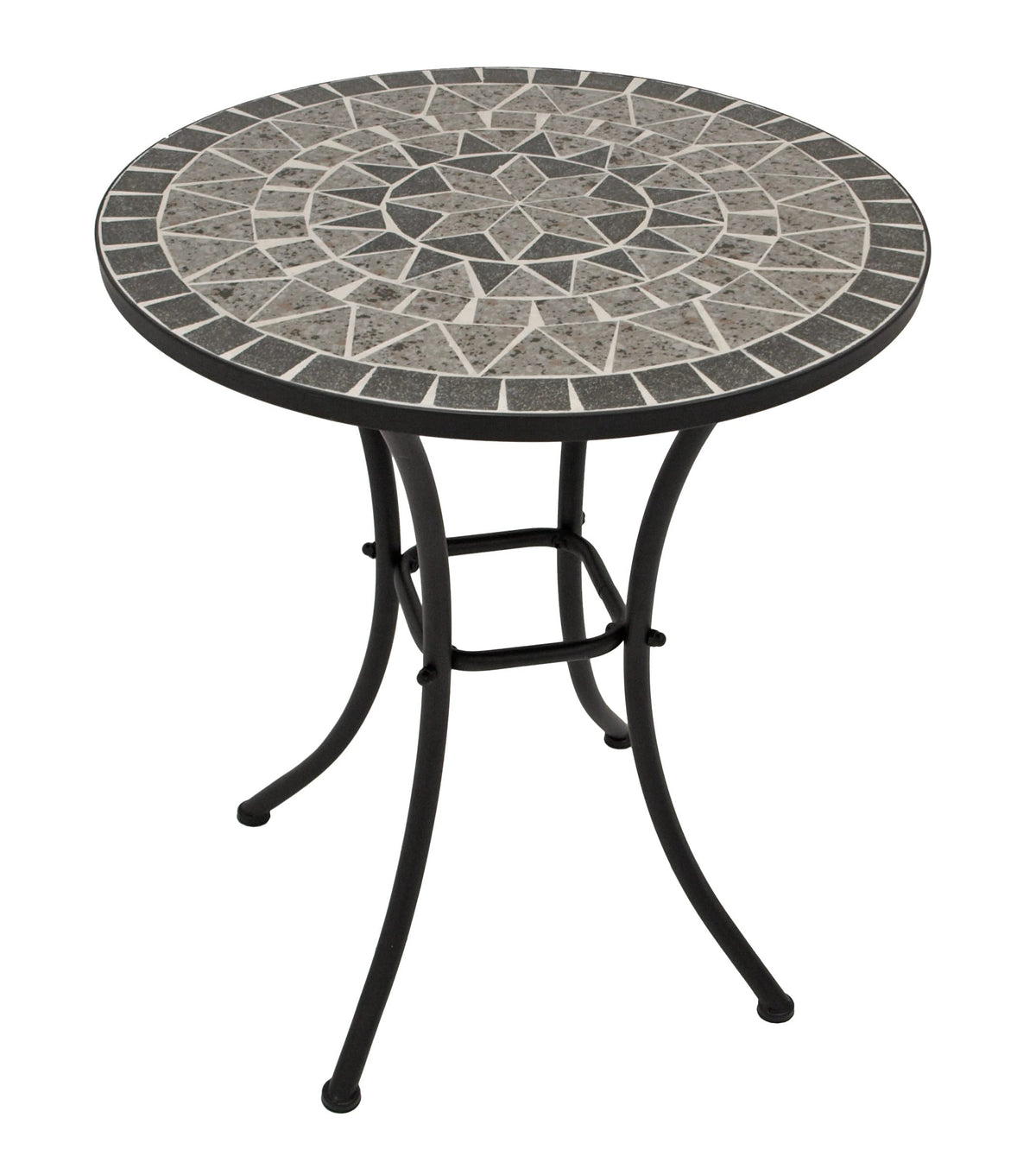 DEGAMO Bistrotisch Siena, Mosaiktisch rund 60 cm, Keramik grau/weiss