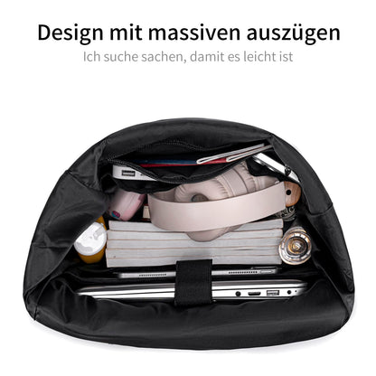 BJIAX Rolltop Rucksack wasserdicht, 17,3 Zoll Laptopfach, schwarz
